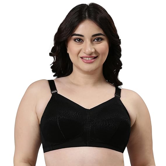 Enamor Women's Nylon Innovations Transform M-Frame Bra – Ultimate Curve Support, Jiggle Control, Non-Padded, Wirefree, Full Coverage F096